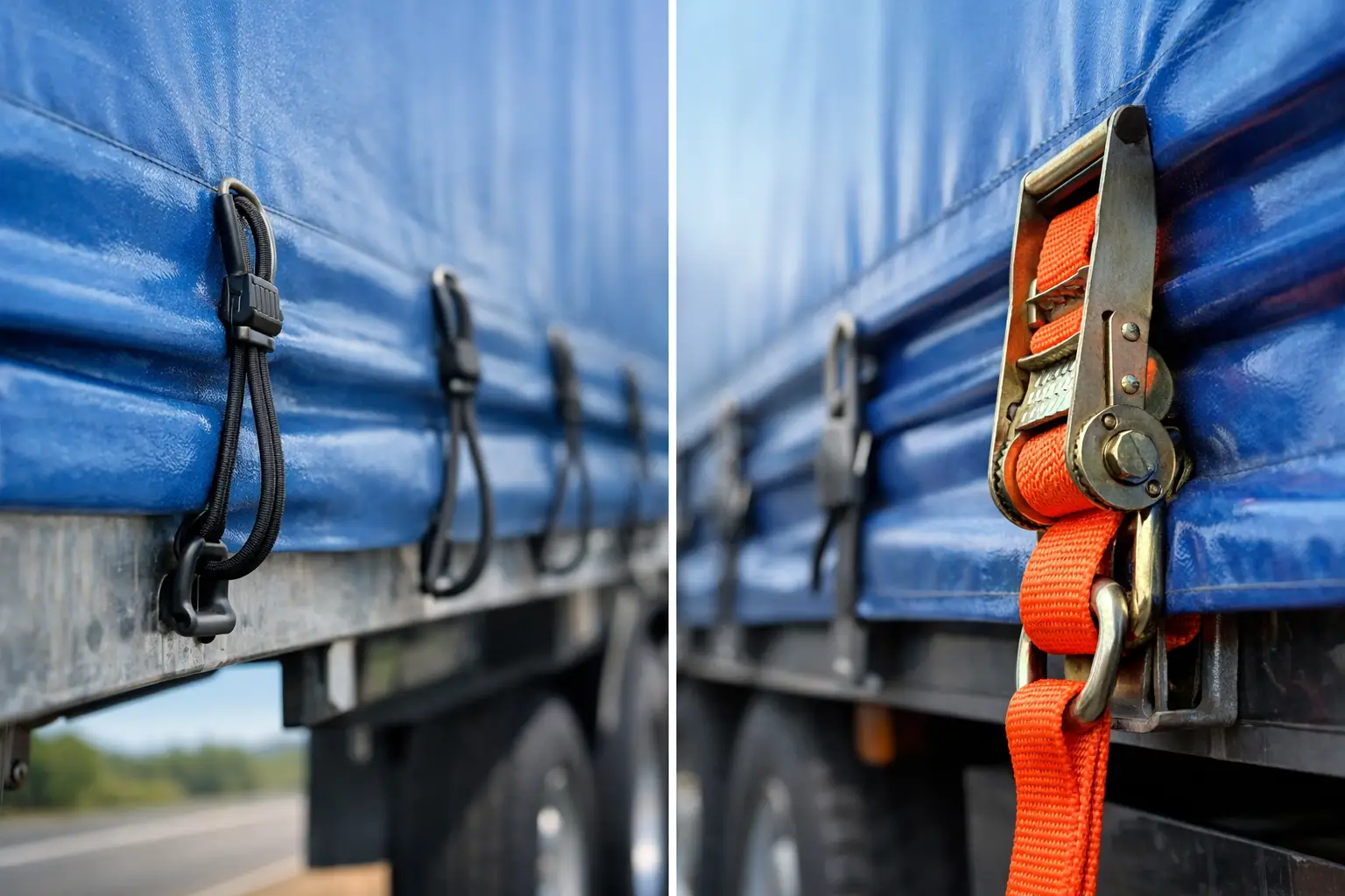 Bungee Units Versus Ratchet Straps for Tautliners